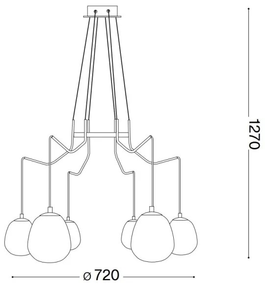 Ideal Lux - LED Csillár zsinóron KAROUSEL 6xG9/3W/230V átm. 72 cm réz