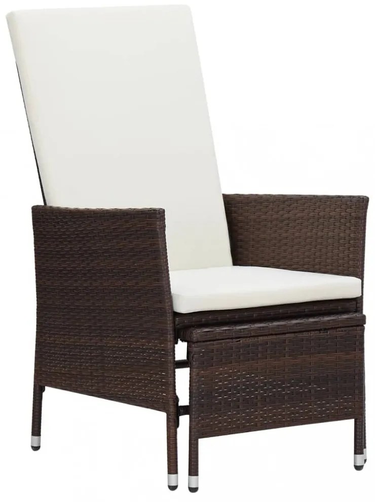 barna dönthető háttámlás polyrattan kerti szék párnákkal
