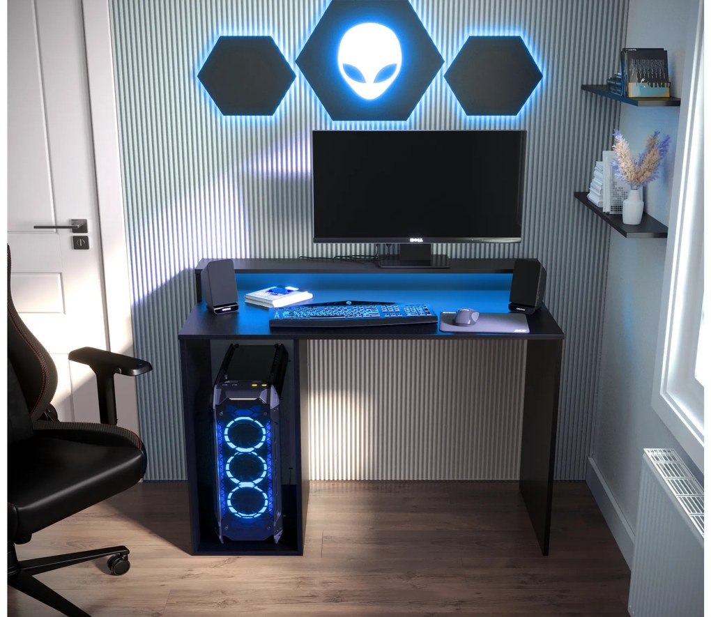 Sarok Gamer PC asztal Garrick 2 (fekete) (LED RGB világítással). Akció -6%. 1064135