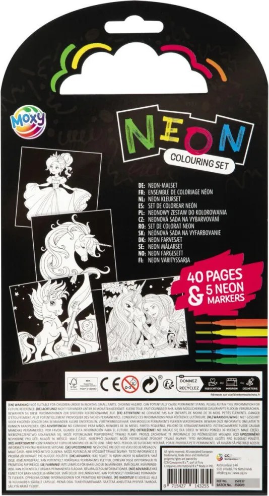 Unikornis Neon színező filctollal 40 oldalas