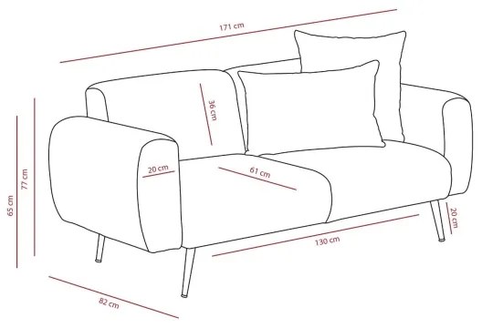 Kétüléses PISA kanapé, szürke