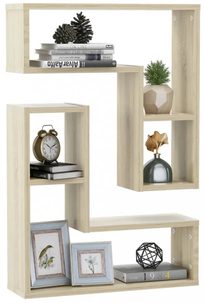 2 db sonoma tölgy színű szerelt fa fali polc 50 x 15 x 50 cm