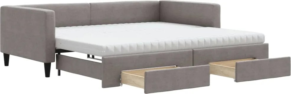 vidaXL tópszínű kihúzható szövet heverő fiókkal 100 x 200 cm