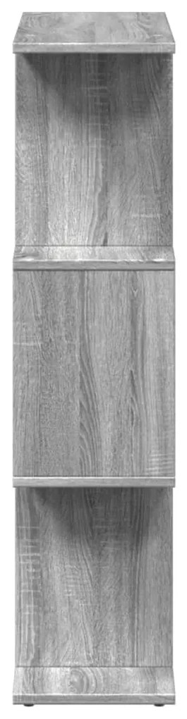 3 szintes szürke sonoma fa elválasztó könyvespolc 70x24x97 cm