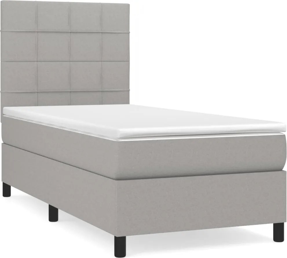 vidaXL világosszürke szövet rugós ágy matraccal 90x190 cm