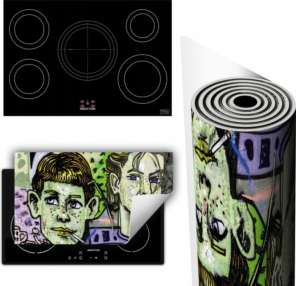 Vinil Szőnyeg Tűzhelyvédelem Asztallap 90x52 Vászonkép graffiti