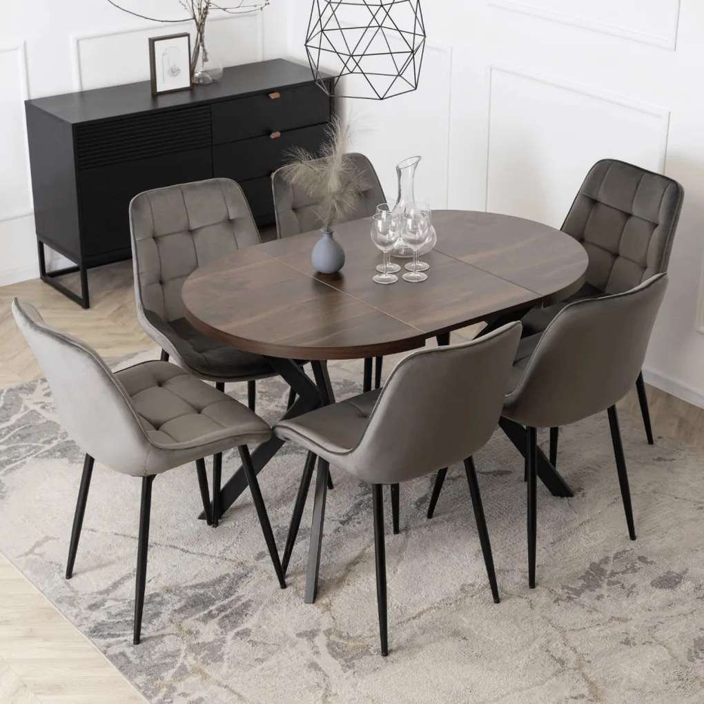 Bővíthető Étkezőasztal Dió/Fekete Színben. DORIAN 80-160 cm