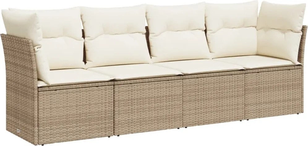 vidaXL 4 részes bézs polyrattan kerti ülőgarnitúra párnákkal