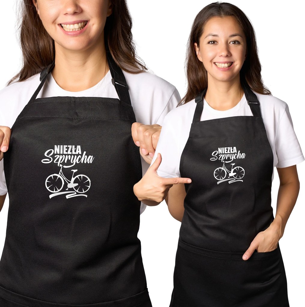 Konyhai kötény fekete, ajándéknak is tökéletes "Szép küllő"