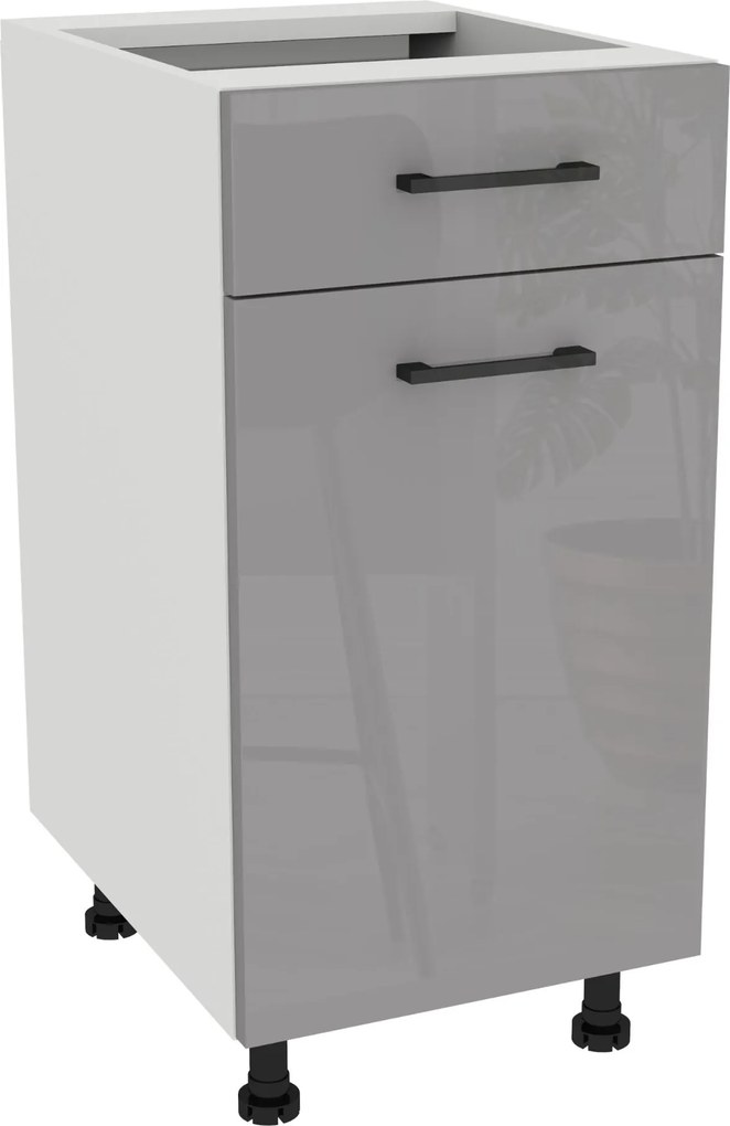 Konyhaszekrény fiók Slim 40 Capri Fehér front Szürke Akril Fényes