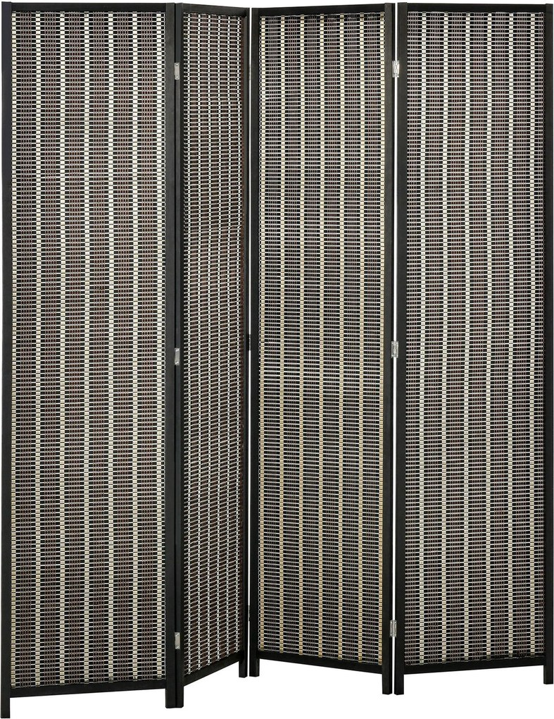 HOMCOM 4-paneles szobai elválasztó 180 x 180 cm bambusz privát képernyő, hajtható szobai elválasztó álló fal nappalihoz barna | Aosom