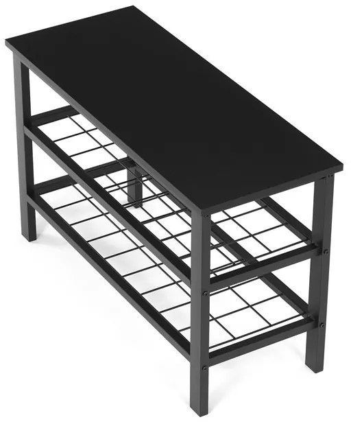 Fekete Fém Cipőtartó, 2 Polcos