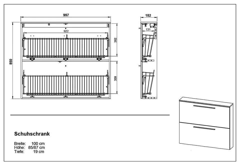 Szürkésbézs függő ciptartó billenő fiókokkal Utah - Germania
