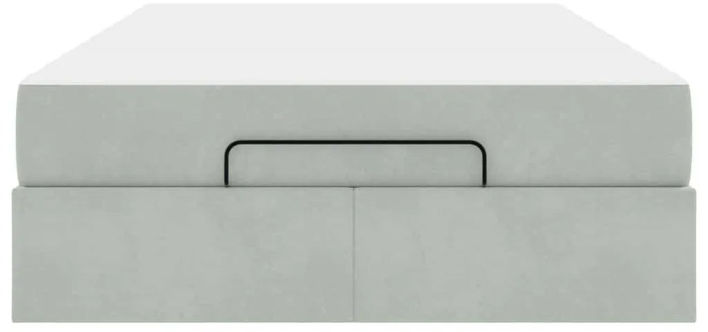 Ágykeret matracmal tárolóval Világosszürke 140 x 190 cm Bársony