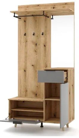 Előszobafal SVEN tükörrel, barna/grafit