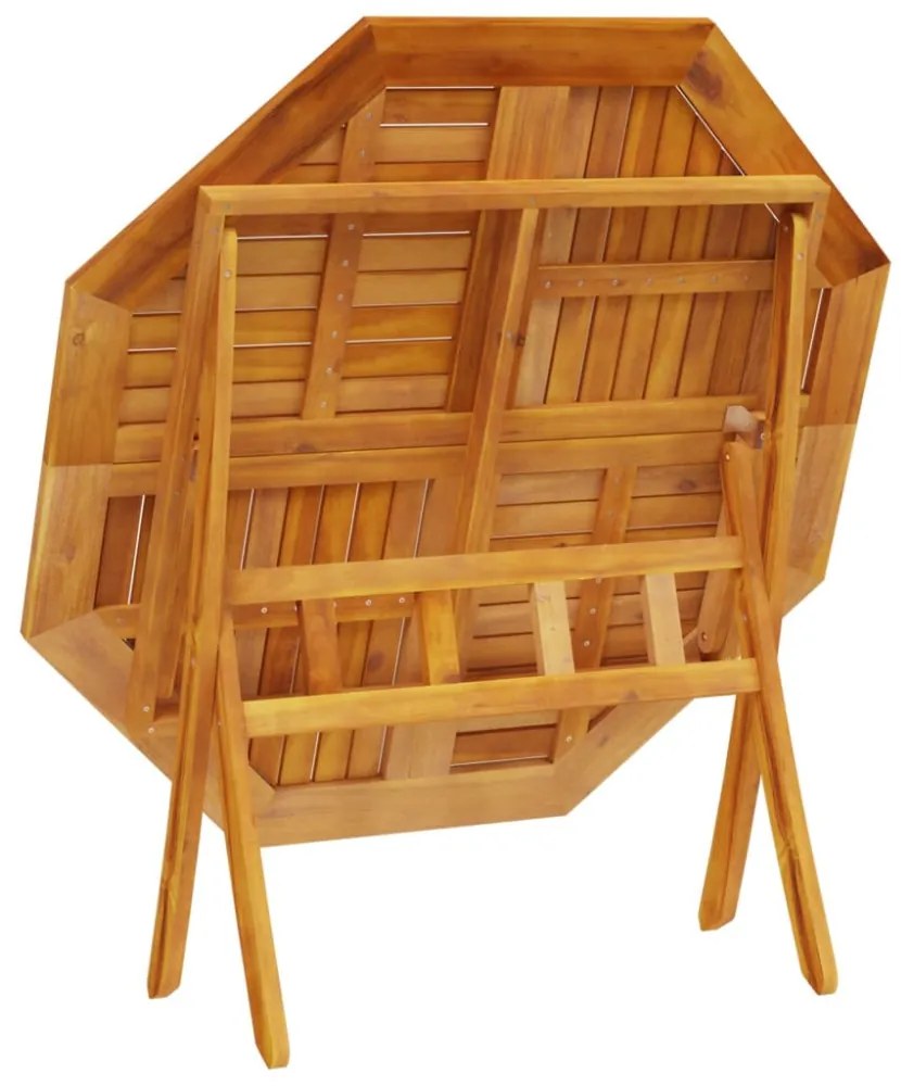 tömör akácfa összecsukható kerti asztal Ø110x75 cm