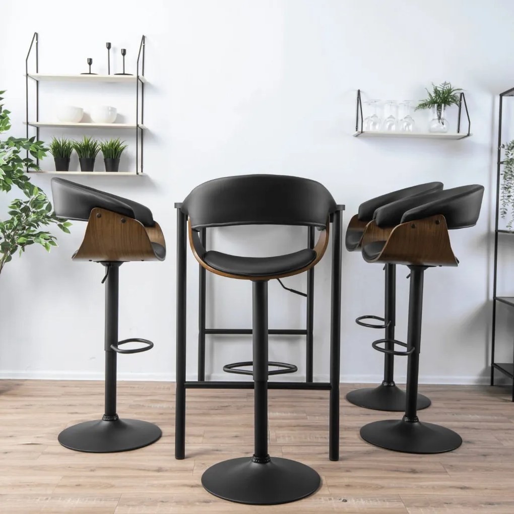 Elegáns Bárszék Fekete Eco-bőr Kárpittal. NEVADA