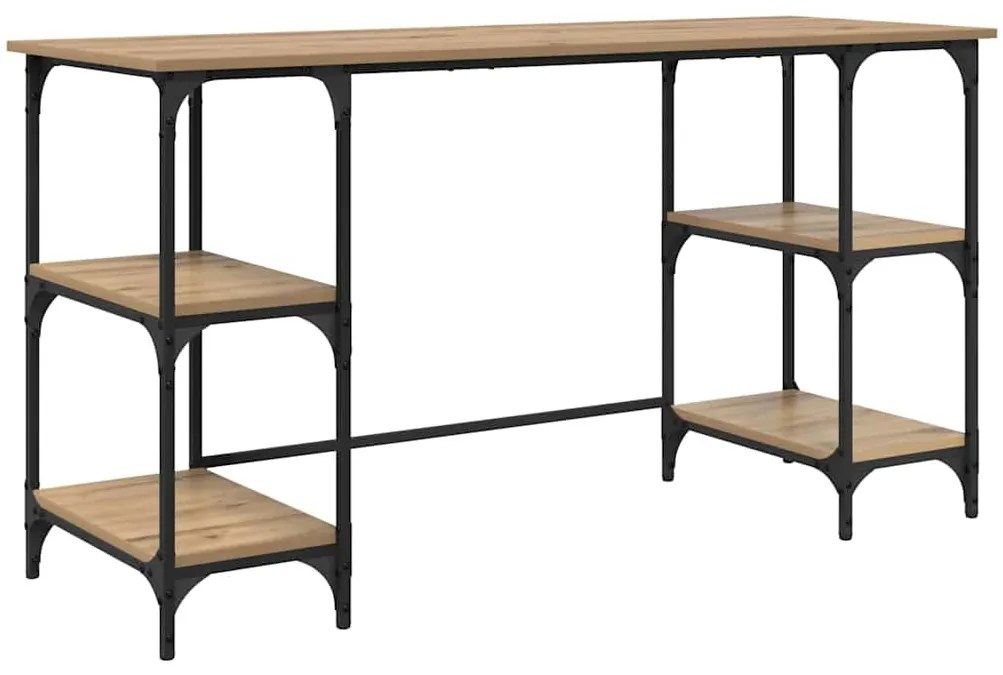 vidaXL Asztal polcokkal Artisan tölgy 140 x 50 x 75 cm Faanyag