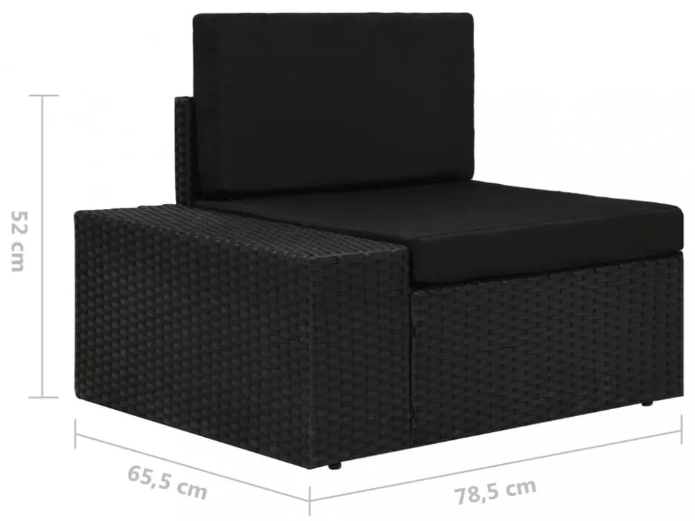 2 személyes fekete elemes polyrattan kanapé