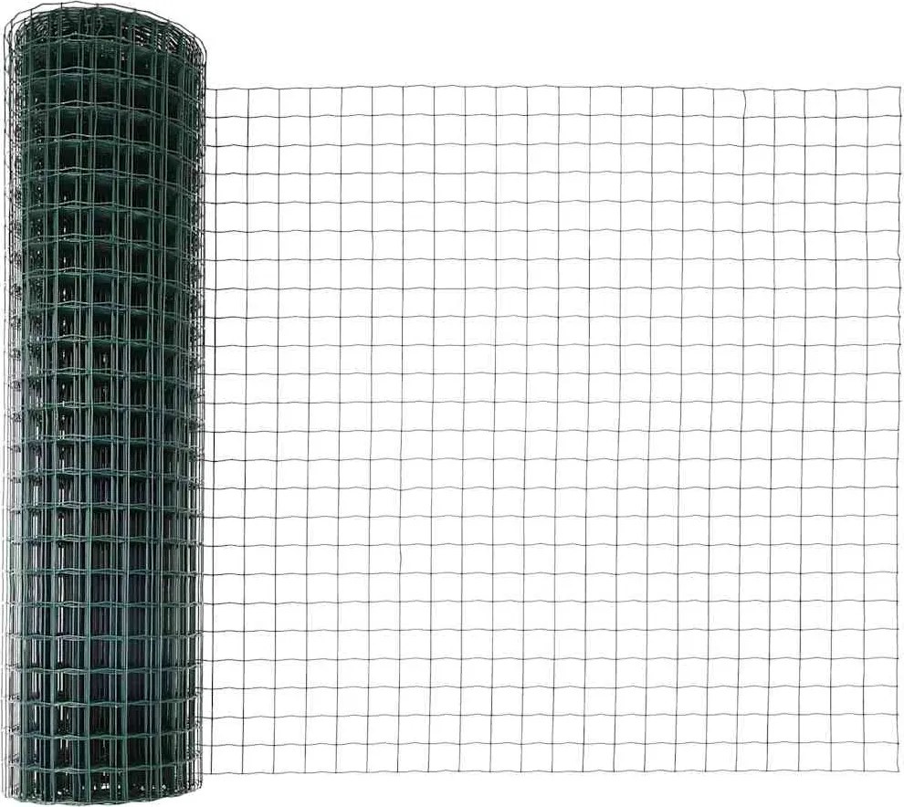vidaXL Kerítés oszlopokkal Zöld 1 x 10 m Acél és PVC