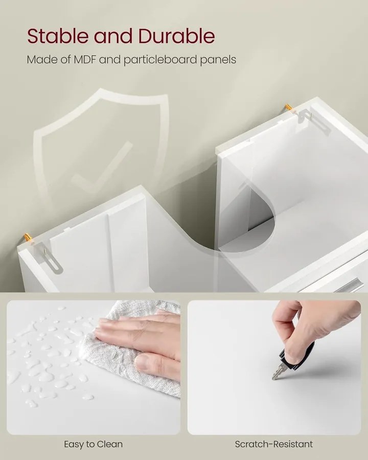 Mosdó alatti fürdőszobai szekrény, 30 x 60 x 60 cm, Felhőfehér