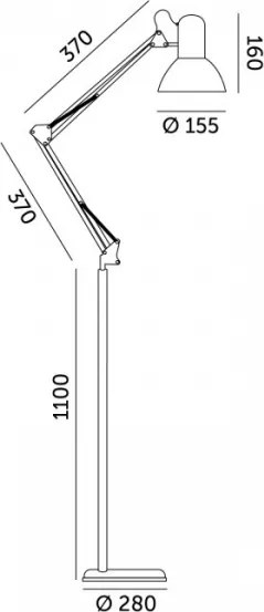 Rugalmas állólámpa AURIQ 1xE27/60W/230V 184 cm fekete