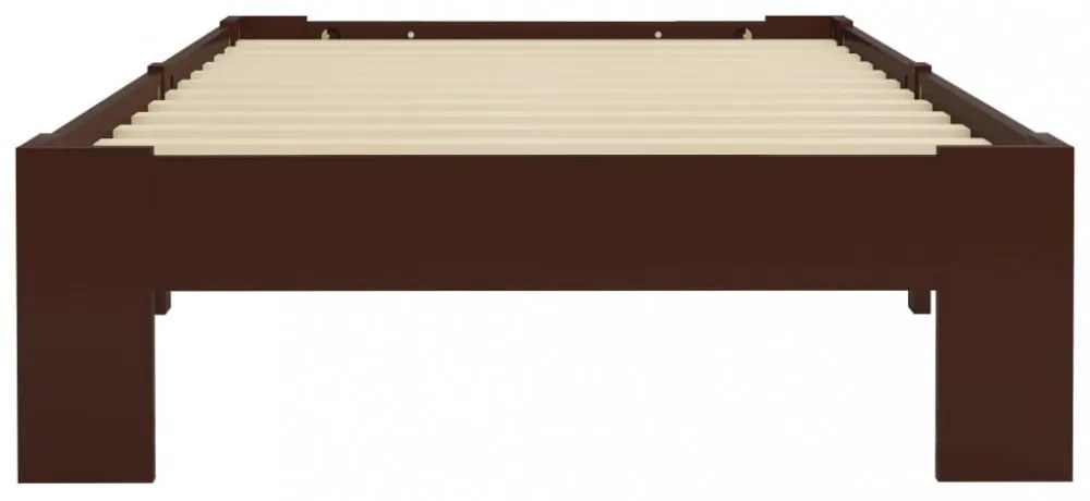 sötétbarna tömör fenyőfa ágykeret 90 x 200 cm
