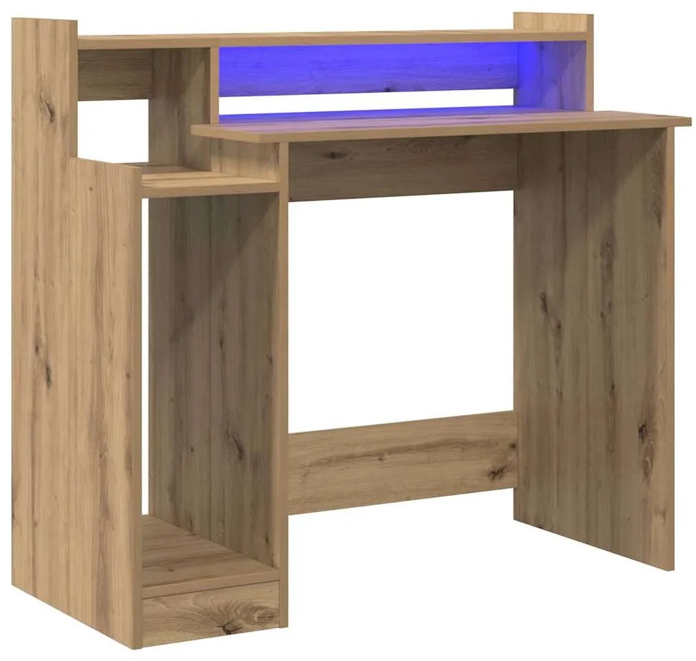Asztal asztali lámpákkal kézműves tölgy 97 x 45 x 90 cm Faanyag