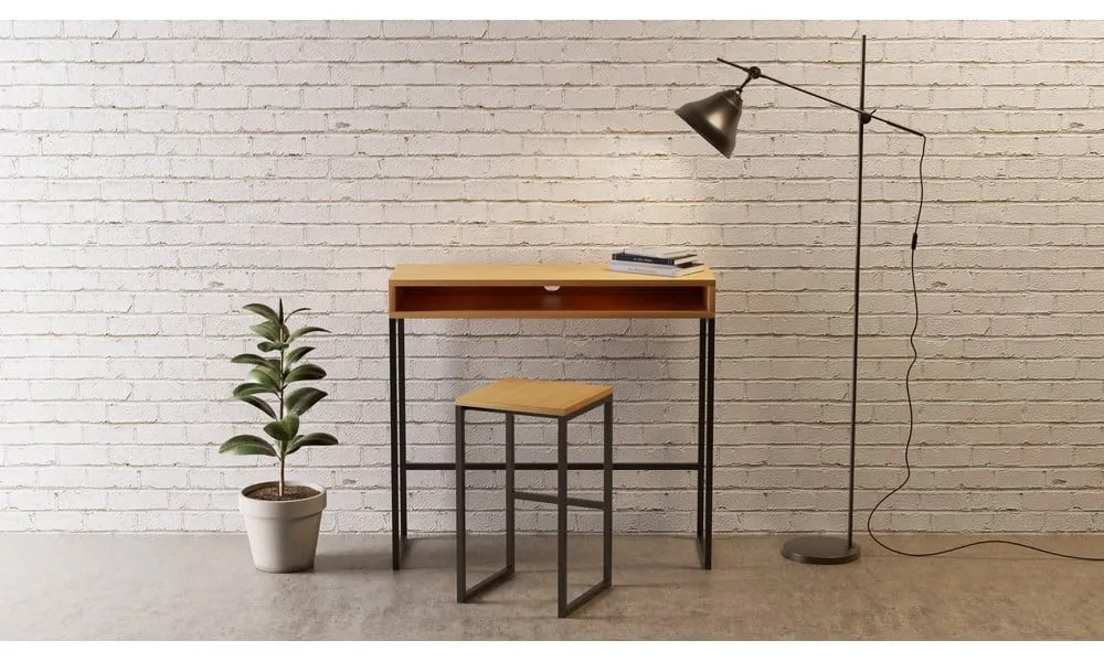 Íróasztal tölgyfa dekoros asztallappal 35x100 cm Frame – Woodman