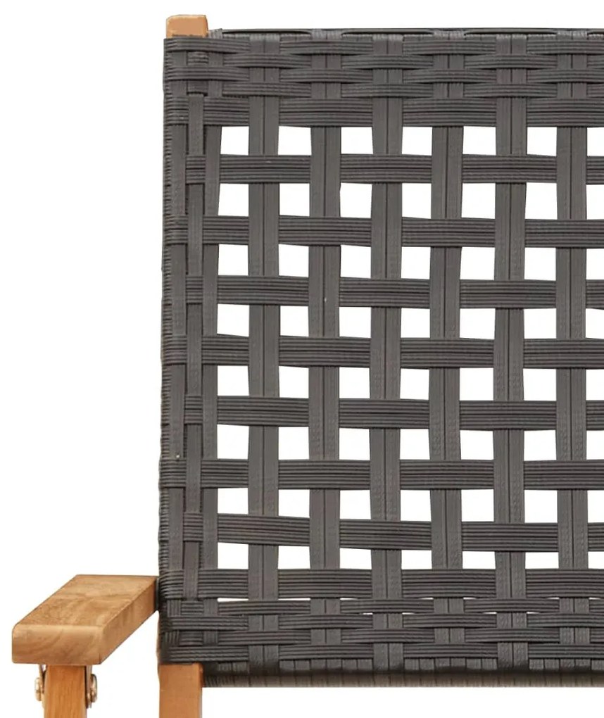 2 db fekete tömör akácfa és polyrattan kerti szék