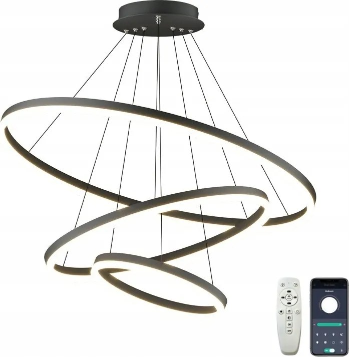 Függőlámpa Gyűrű Arany 80 60 40 CM 180W Távirányító