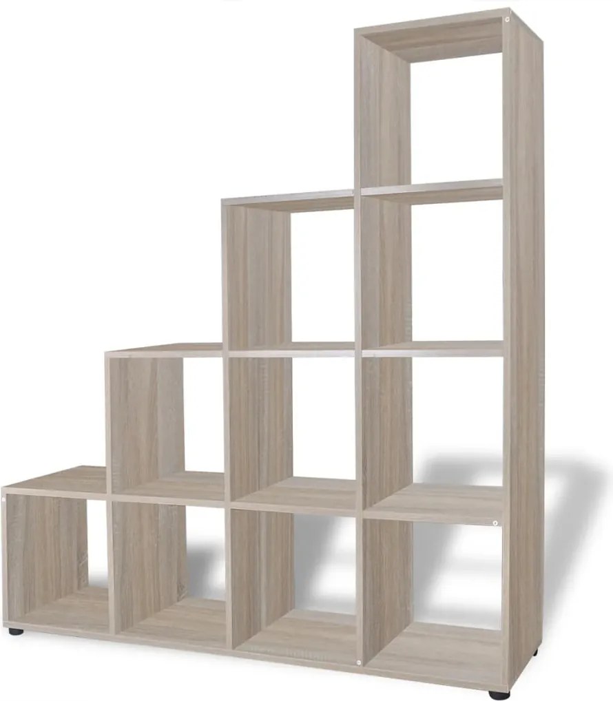 vidaXL tölgyszínű lépcsős könyvespolc/vitrines polc 142 cm