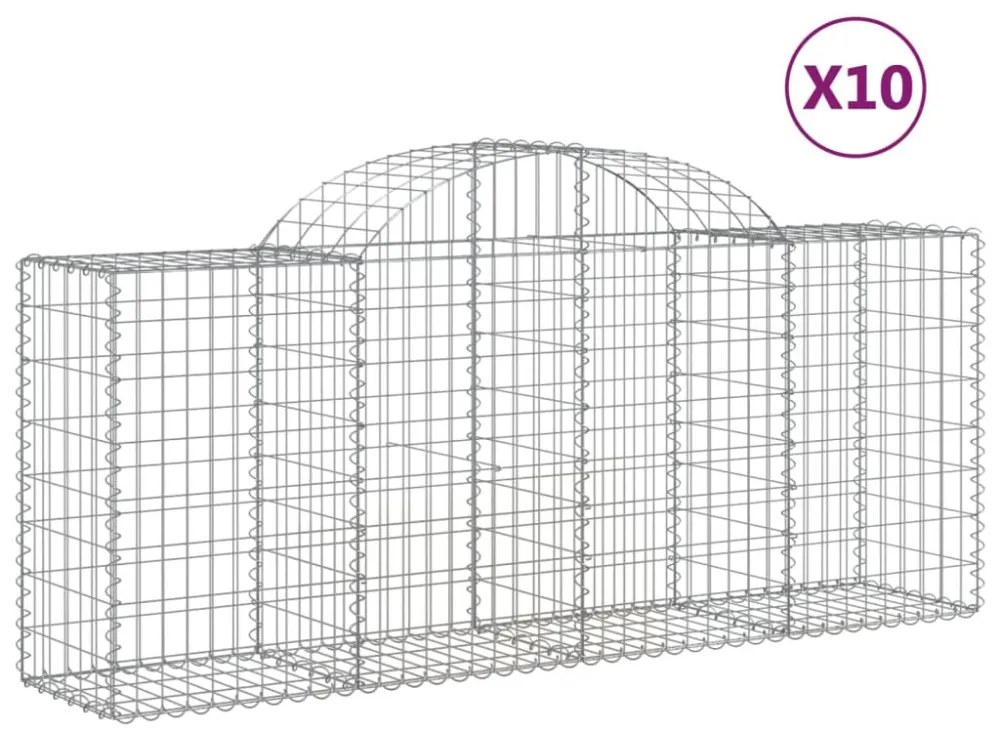 10 db íves horganyzott vas gabion kosár 200x50x80/100 cm