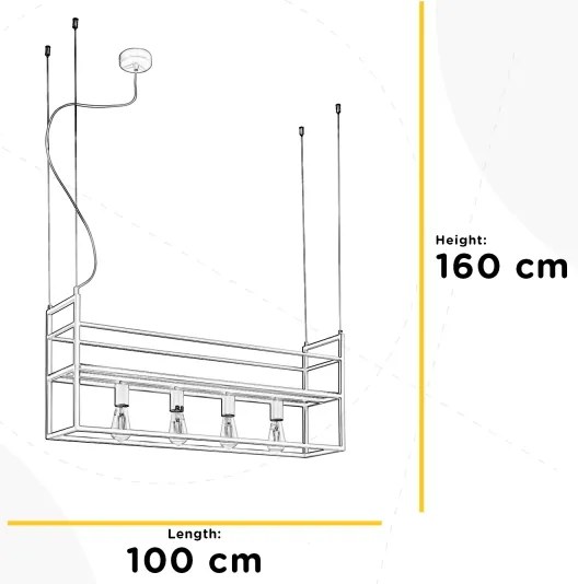 ONLI - Csillár zsinóron polccal JEFFER 4xE27/22W/230V fehér