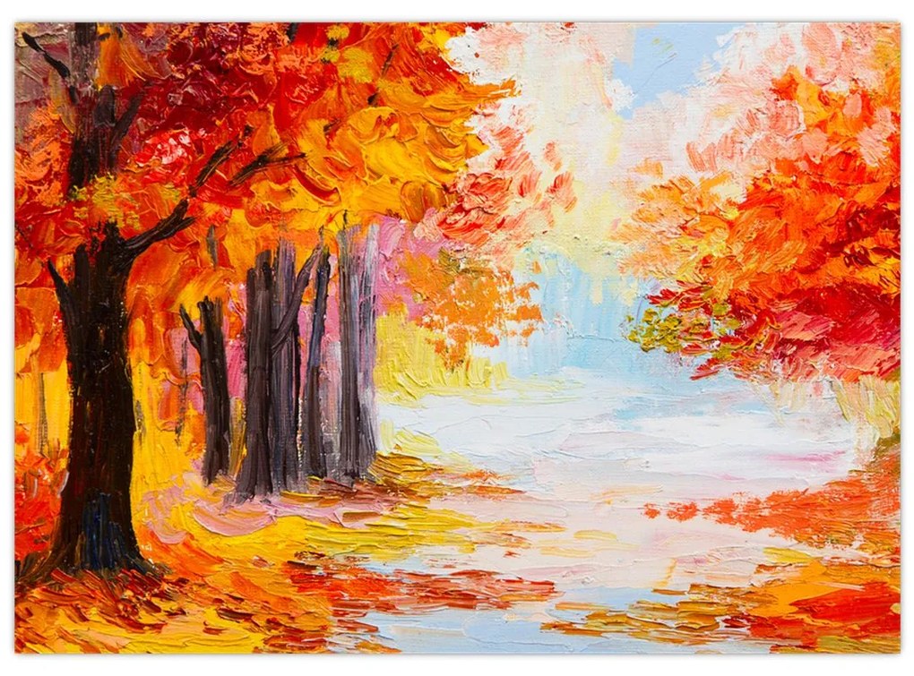Kép - olajfestmény, színes ősz (70x50 cm)