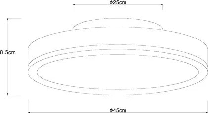 Globo 416080WD2R Mennyezeti lámpa könnyűfém grafit, MDF fa sötét színű, műanyag fehér, ø: 450mm, H: 85mm, LED-del 24W 230V, 3200lm bemenet, 1800lm kimenet, 3000K