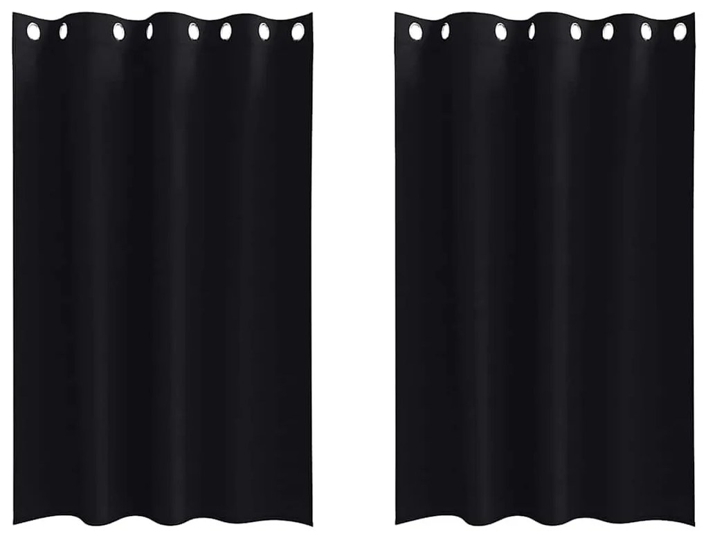 Függönyök függönyökkel 2 pcs Fekete Poliészter