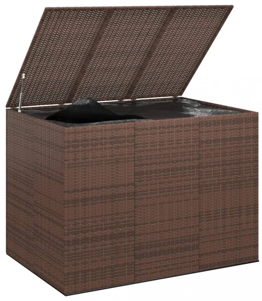 barna polyrattan kerti párnatartó doboz 145 x 100 x 103 cm