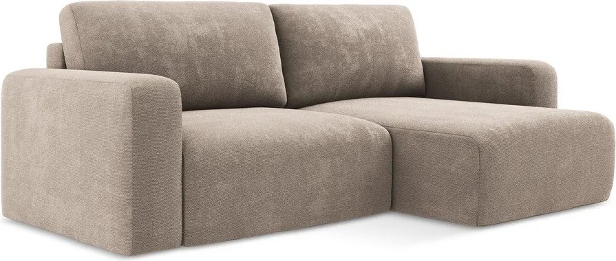 Bézs zsenília kinyitható-tárolóhelyes sarokkanapé (jobb oldali-heverő résszel) Kona – Makamii