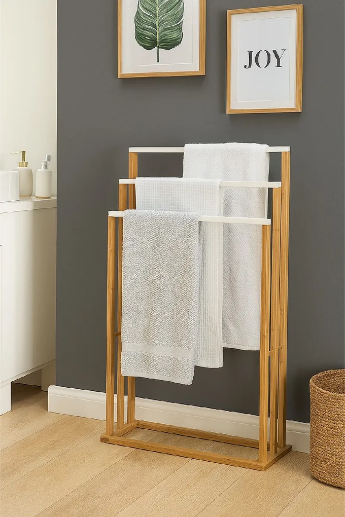 WABISABI TRIO törülközőtartó, 82 x 54 cm, bambusz, 82 x 54 cm