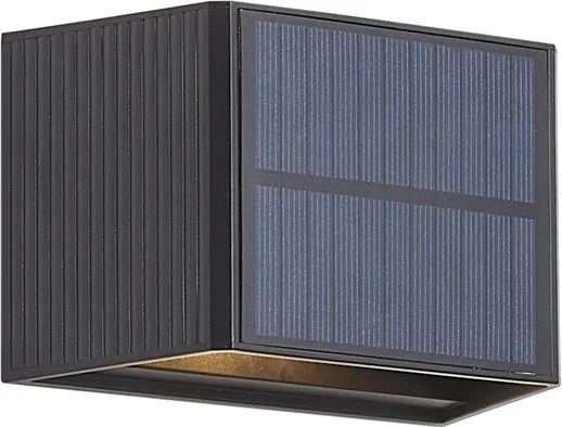 Külső fali lámpa fekete LED-del 2-lámpás IP65 mozgásérzékelővel és napelemmel - Christof