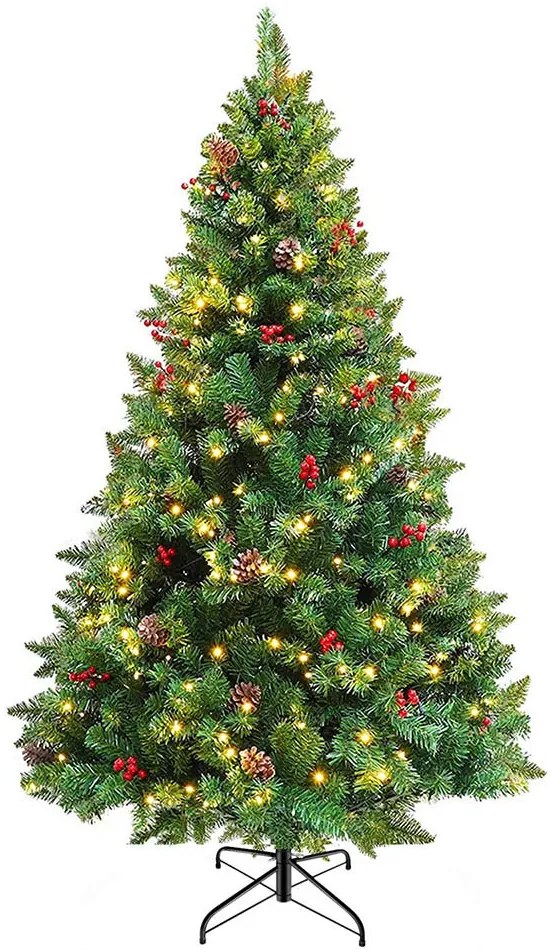 LED-es műfenyő több típusban, melegfehér-320 LED-es, 210 cm