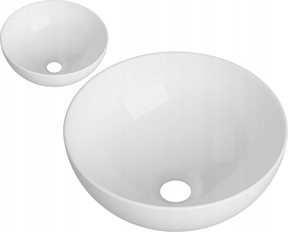Fehér Mosdókagyló Kerek Kerámia Fürdőszobai Munkalap 31,5 cm Tiva