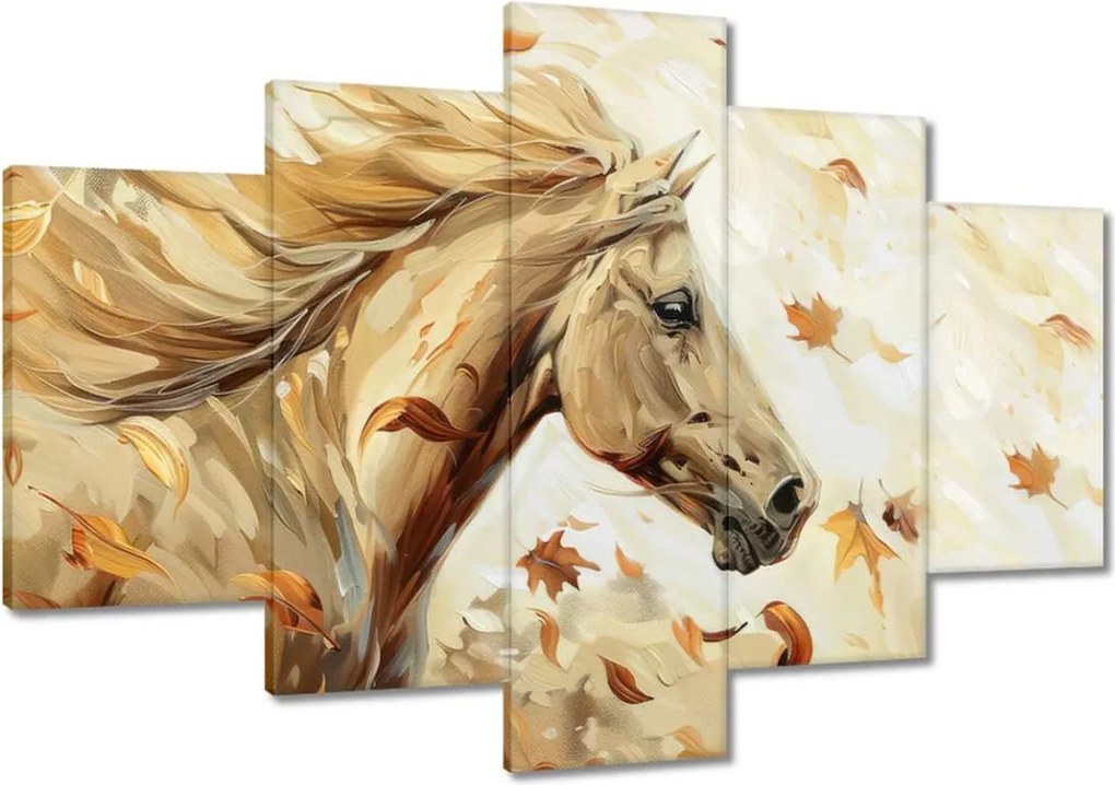 Vászonkép 120x80 Ló az őszi levelek között