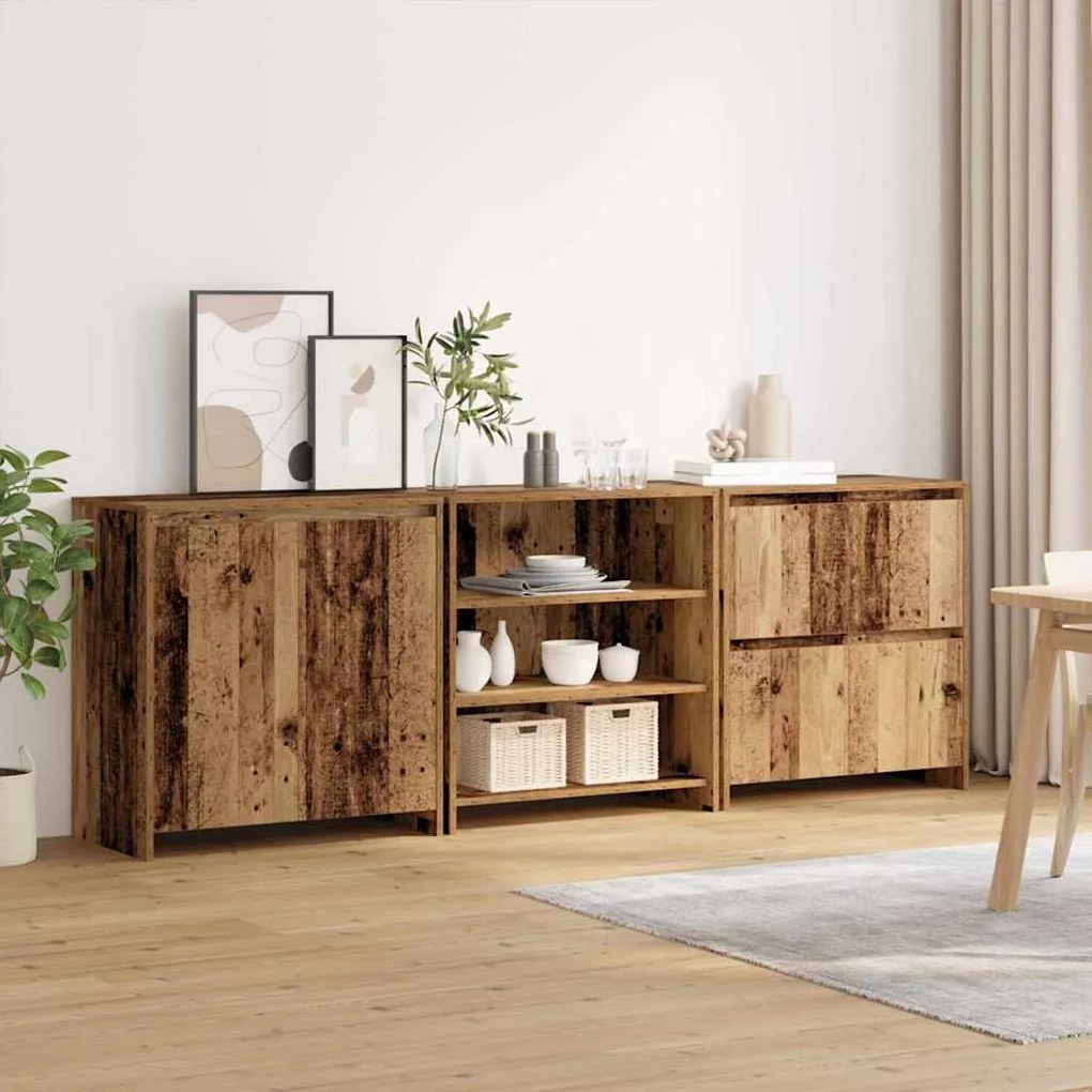 Oldalszekrények 3 pcs Régi fa 70 x 41 x 75 cm Faanyag