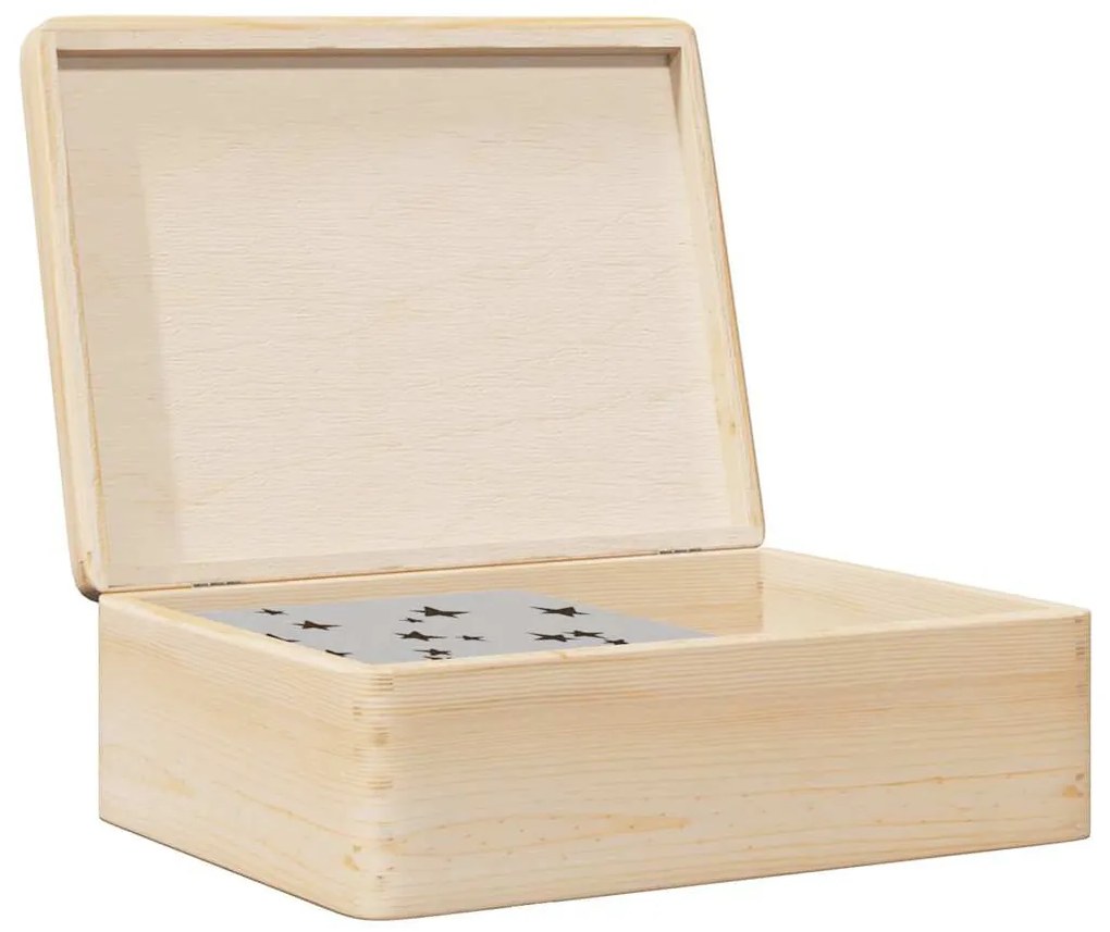 Fa doboz fedővel 40x30x13 cm tömör fa fenyő