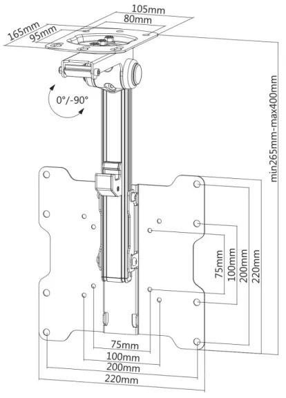 MK FLORIA MKF-17DS220 - Mennyezeti TV-tartó 46" fekete