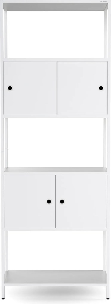 Iratrendező polc zárható szekrénnyel, irodai, nyitott polcok, fém fehér, 800x2200x400 mm: ARIEL