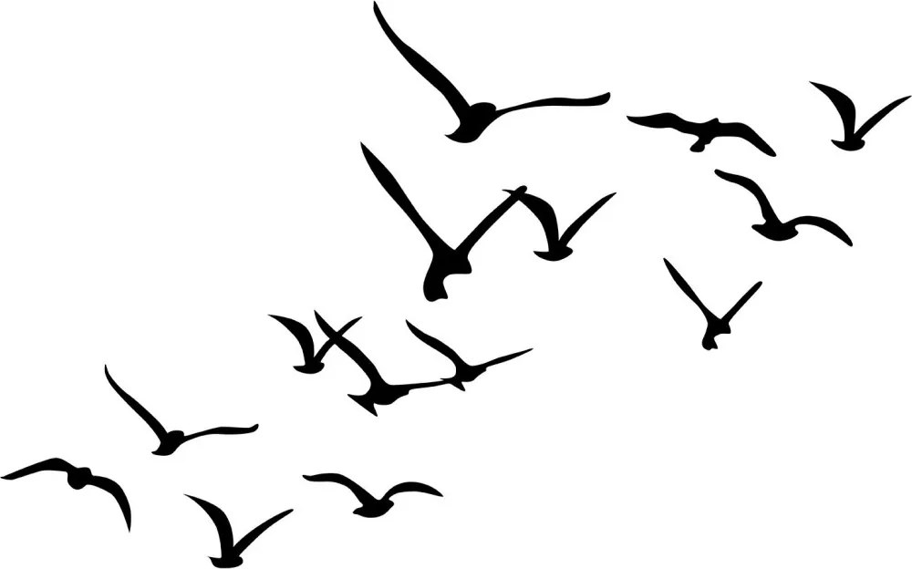 Migration madár fém faldekoráció, 11 db-os szett