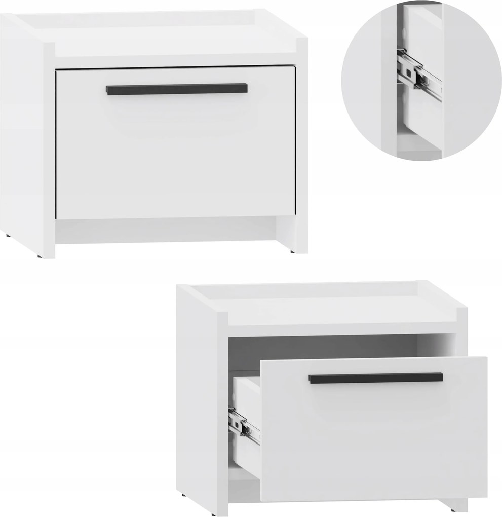 Éjjeliszekrény Altivo 1SW fehér éjjeliszekrény nagy tágas fiókkal